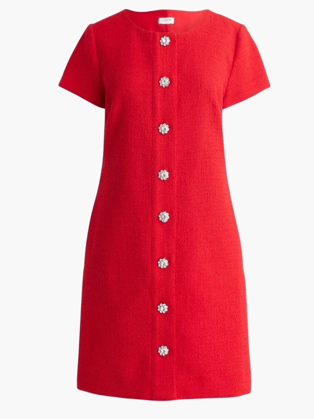 NWT $128 J. Crew Factory Red Cardinal Tweed Short Sleeve Dress Size 16 - Picture 2 of 9